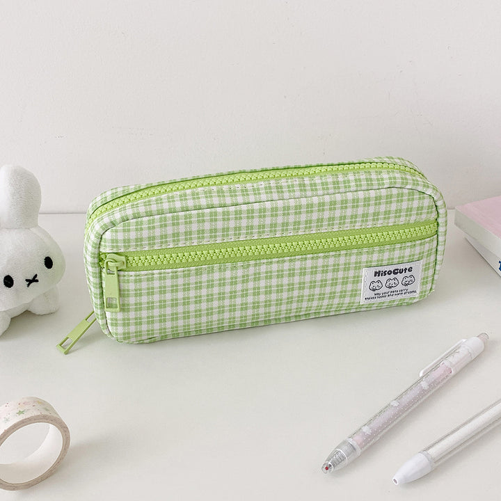Stylish Gingham Checkered Pencil Case Kalsten