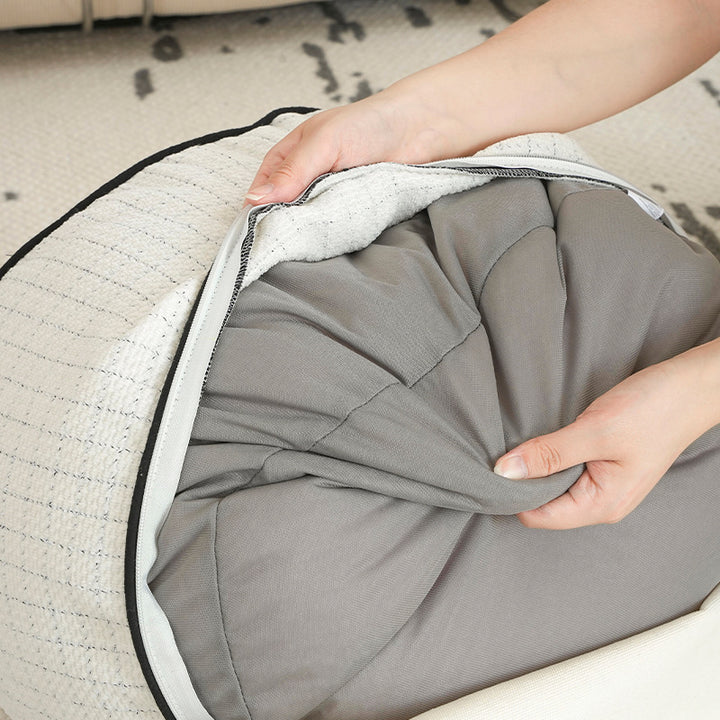 Round floor sitting pouf with EPP foam bead filling and removable zipper Kalsten
