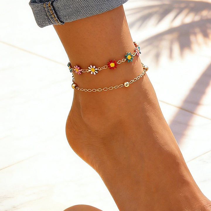 Colorful Floral Charm Anklet Kalsten