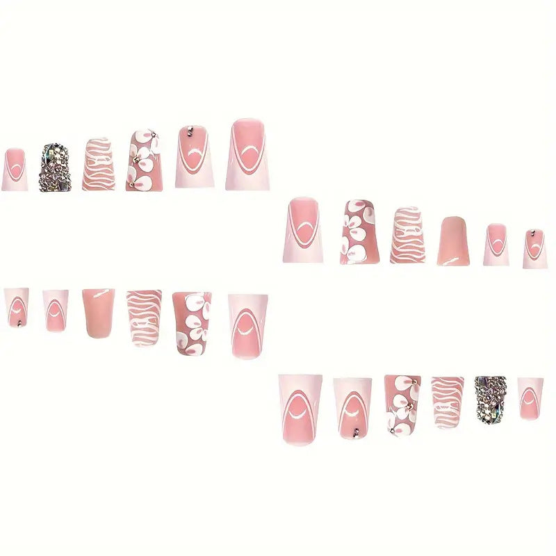 Glamorous 3D Floral Press-On Nail Art Kalsten