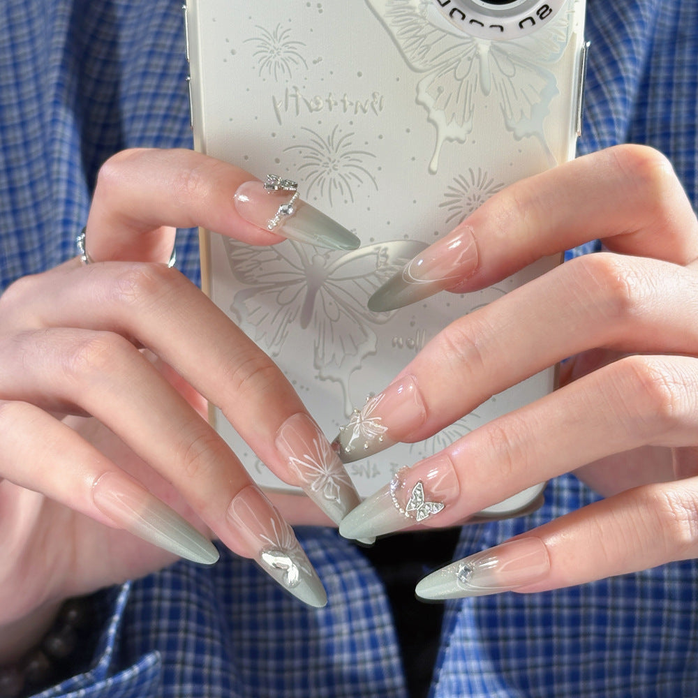 Artistic Floral and Gemstone Press-On Nails Kalsten