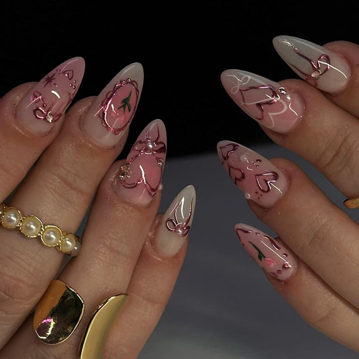 Decorative Heart-Themed Press-On Nail Art Kalsten