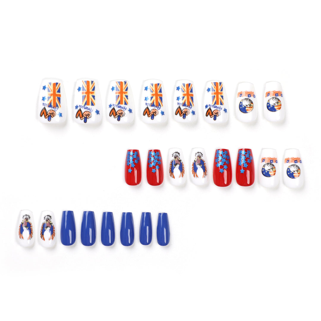 Artistic Nail Extensions with Patriotic Designs Kalsten