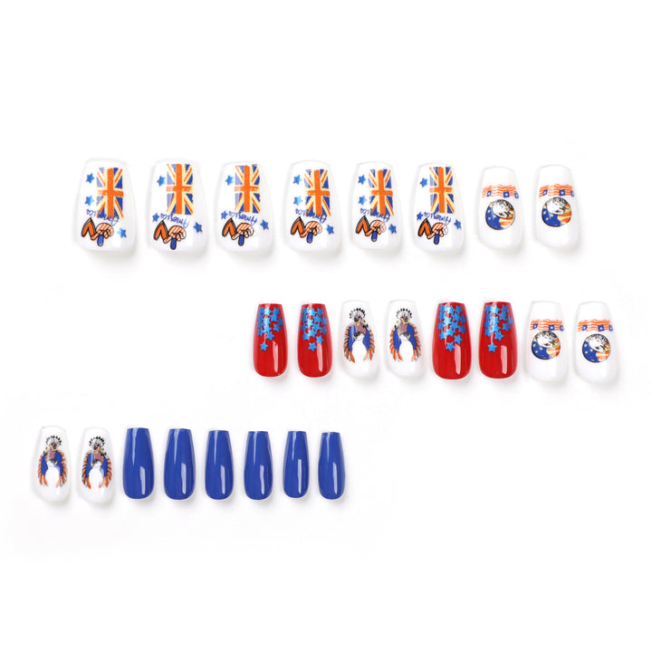 Artistic Nail Extensions with Patriotic Designs Kalsten