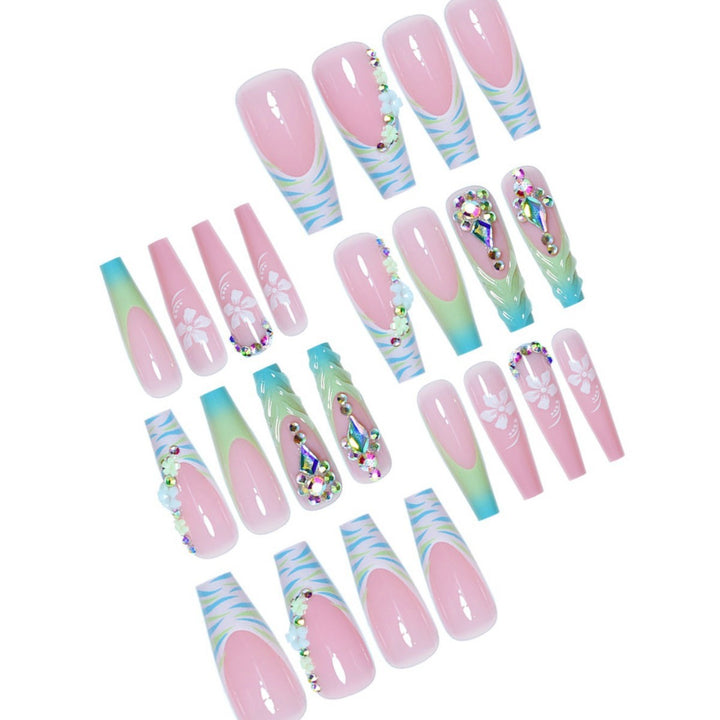 Glamorous 3D Floral Press-On Nail Extensions Kalsten