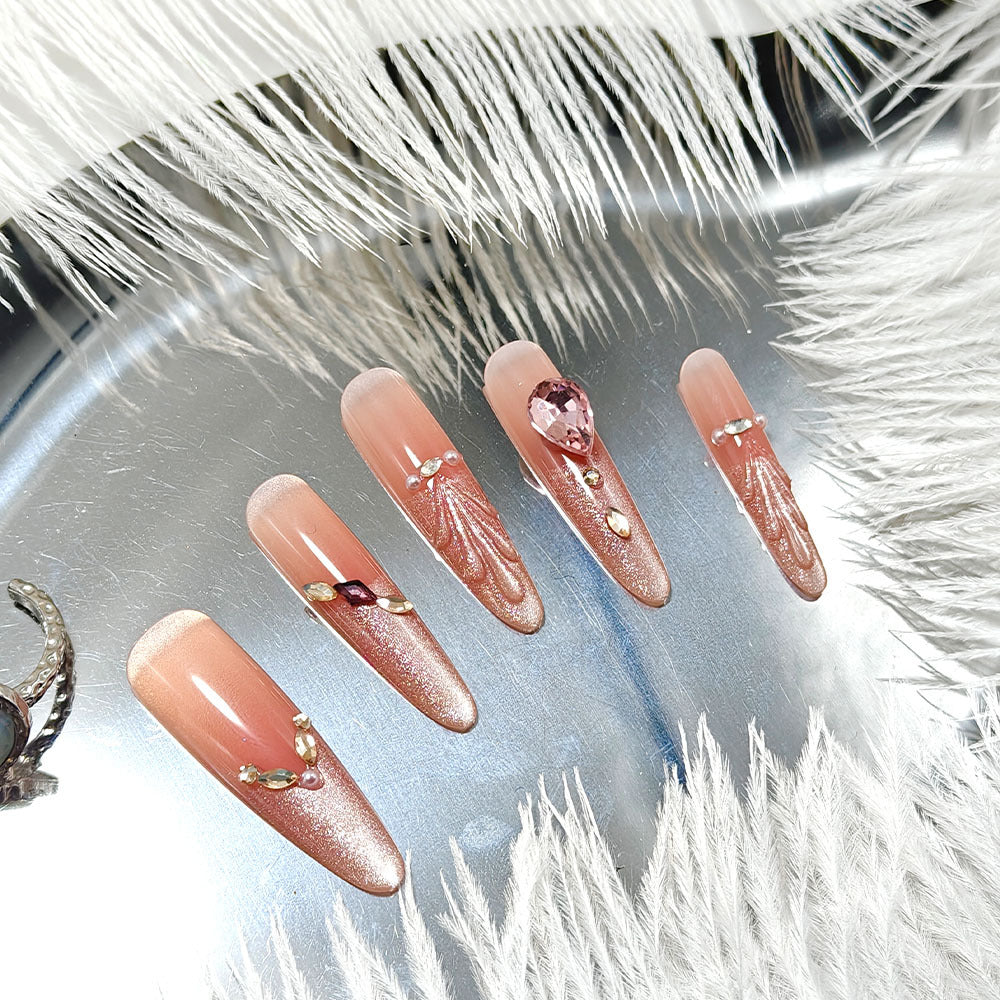 Acrylic nails with glamorous crystal design Kalsten