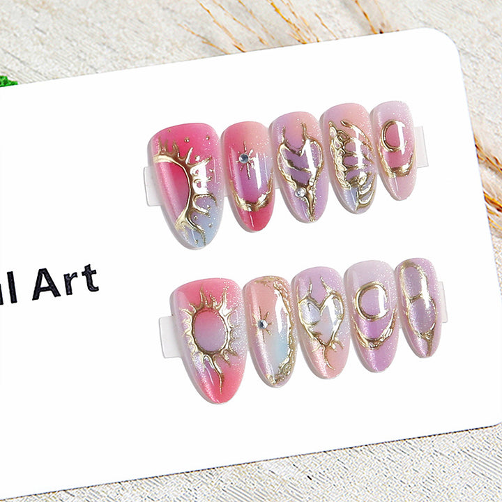 Elegant and creative artificial nails with metallic accents Kalsten