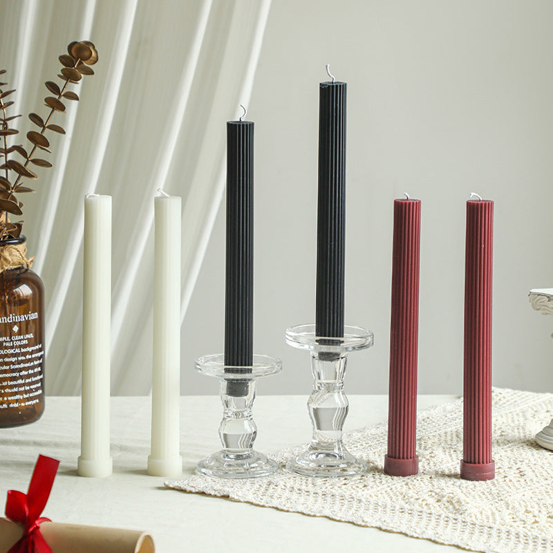 Tall Ribbed Long-Lasting Dinner Taper Candle