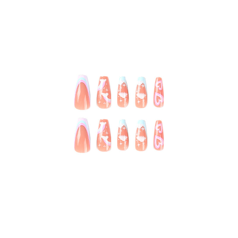 Creative Nail Art with Heart and Cloud Design Kalsten