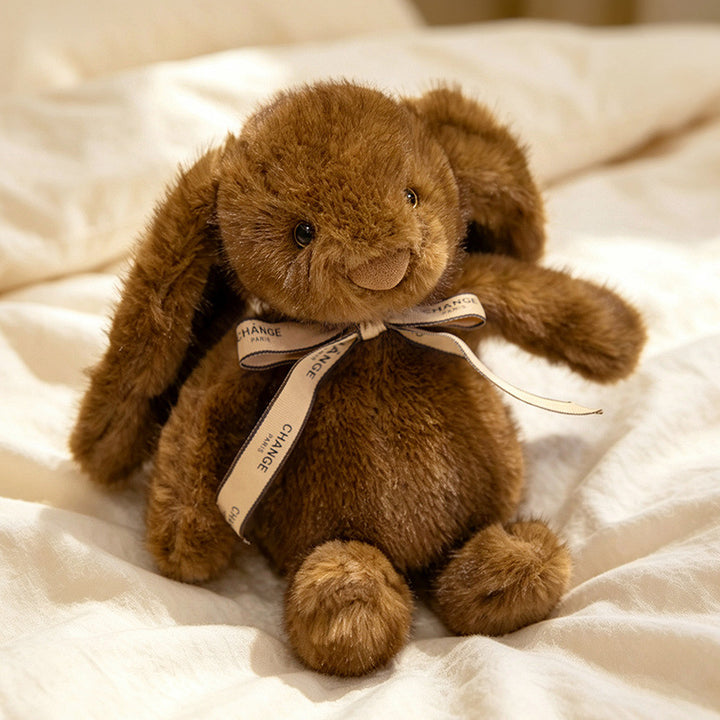 Squat Plush Bunny Cuddle Doll with Long Dropped Ears, Weighted Base & Grosgrain Ribbon Kalsten