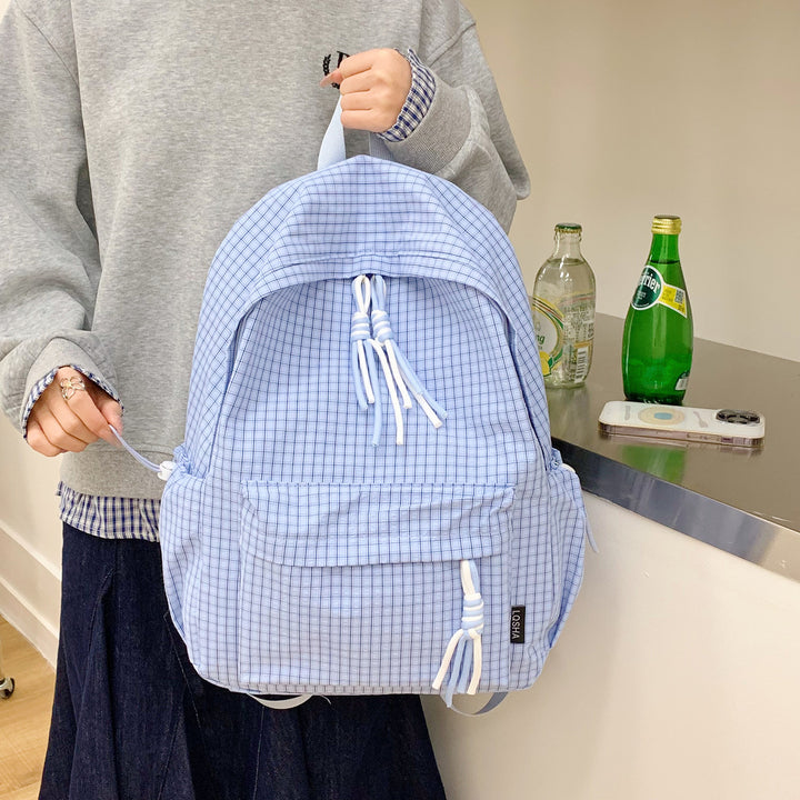 Lightweight Grid Pattern Drawstring Backpack Kalsten
