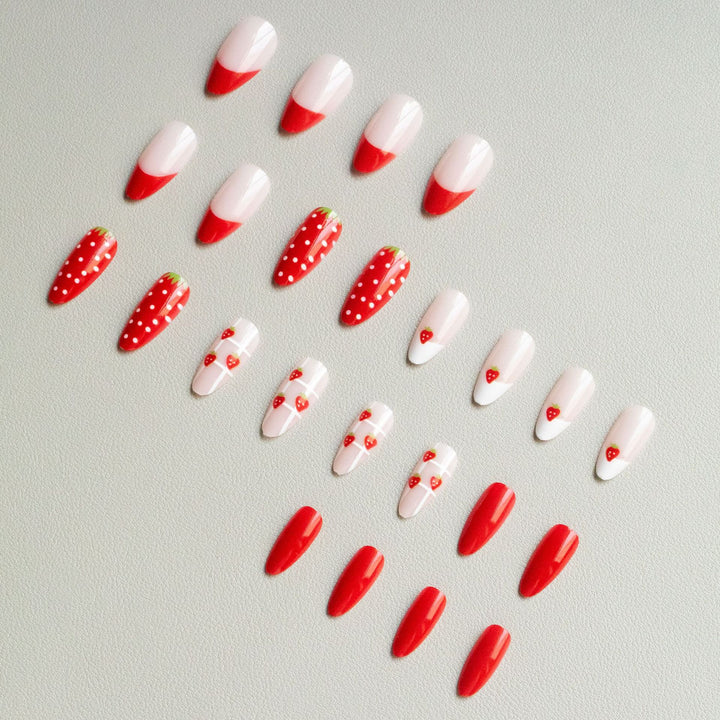 Strawberry-Themed Nail Art