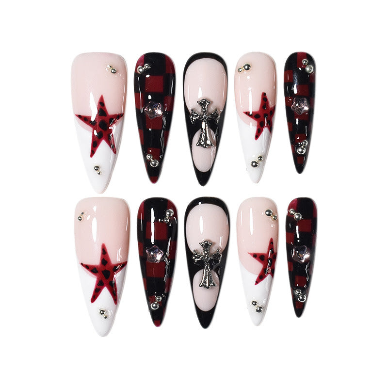 Artistic Stiletto Nail Extensions with Gem Accents Kalsten