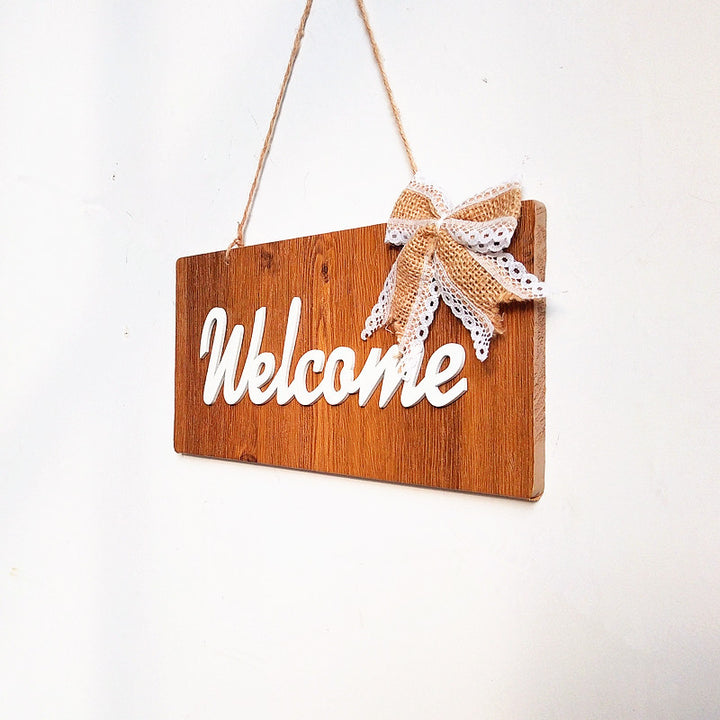 Rustic Welcome Wooden Sign with Bow