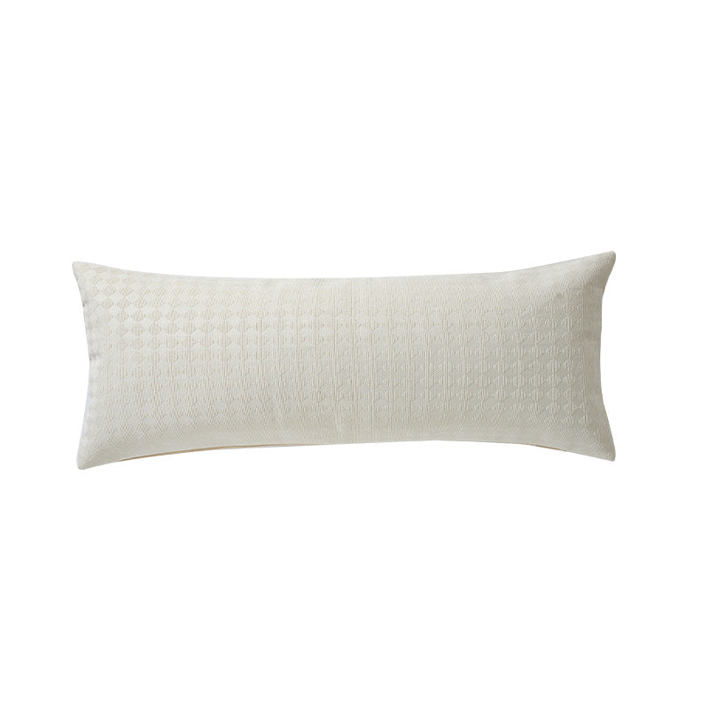 Long rectangular lumbar and neck pillow with textured woven look and concealed zipper Kalsten