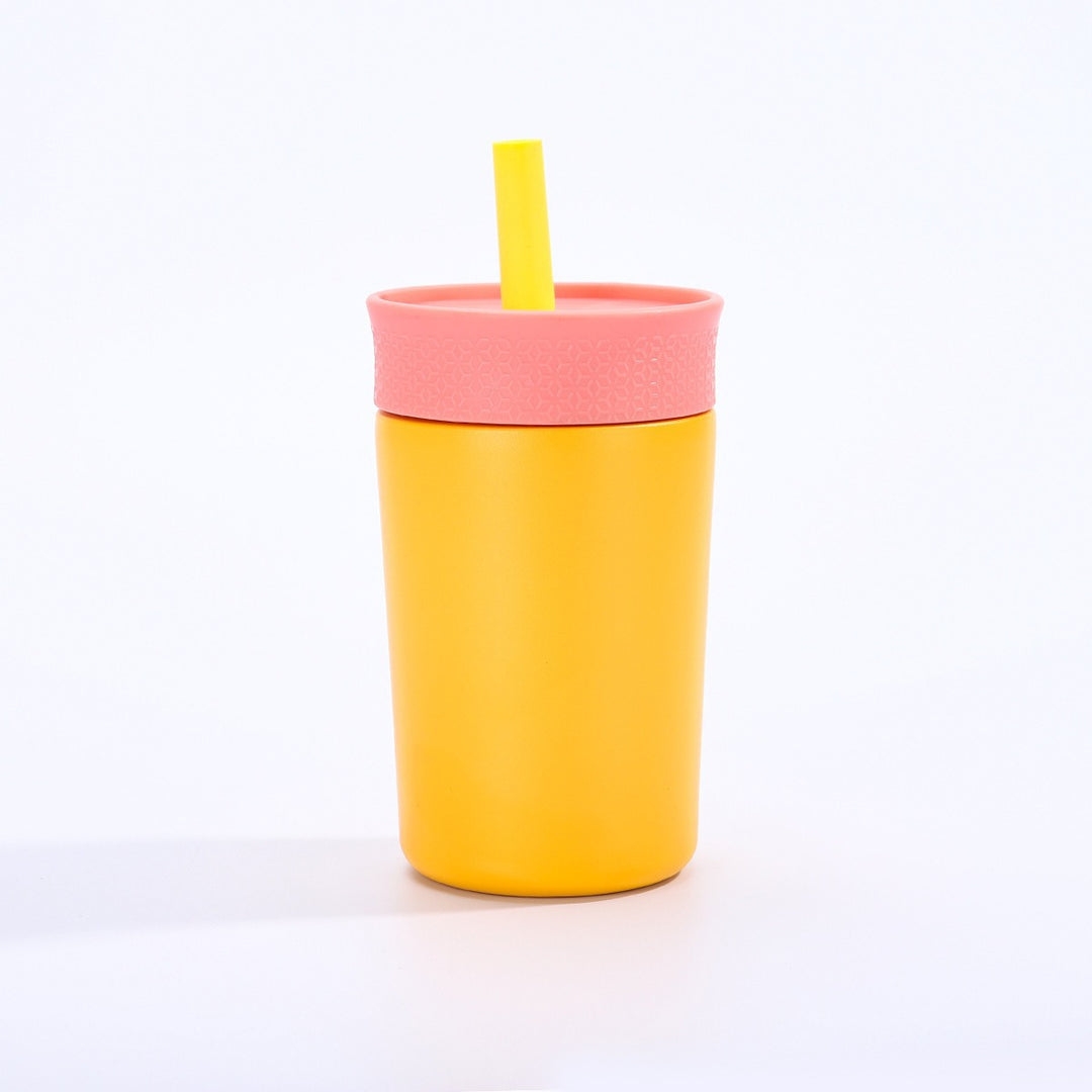 Women insulated coffee cup with integrated straw Kalsten