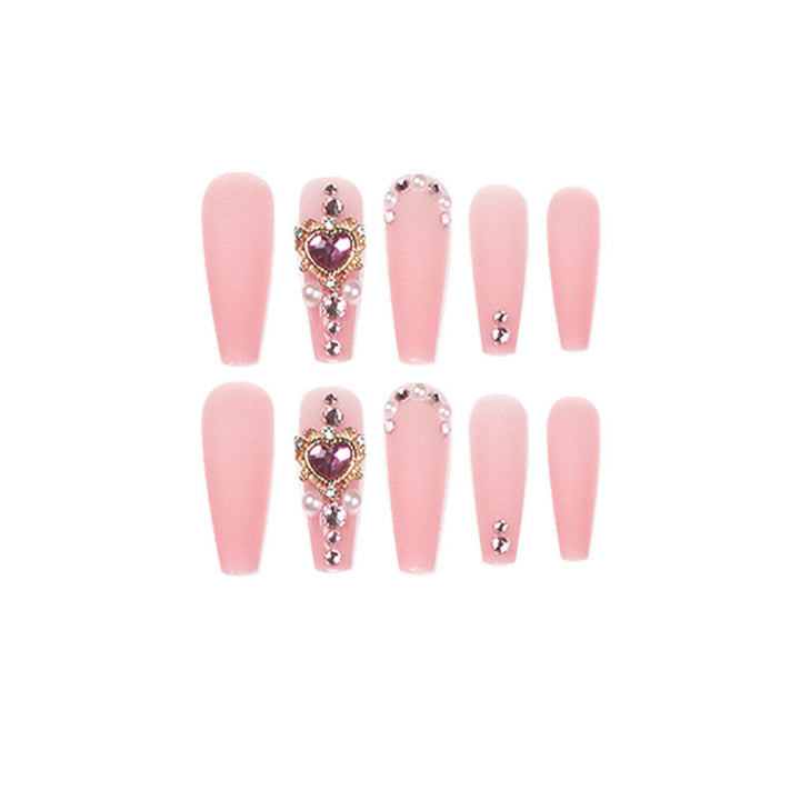 Luxury Artificial Nail Set with Rhinestone and Pearl Decorations Kalsten