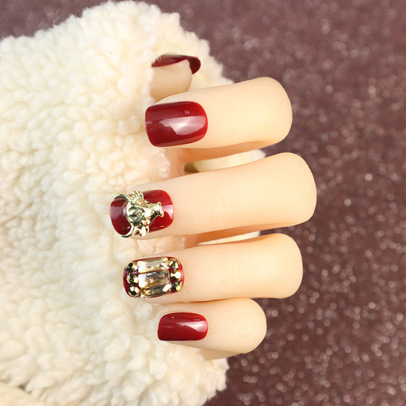 Elegant Rhinestone-Accented Press-On Nail Set