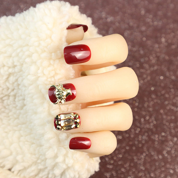 Elegant Rhinestone-Accented Press-On Nail Set