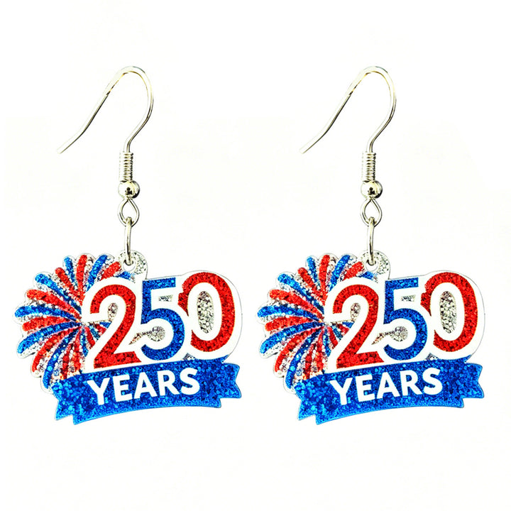 Ladies nan Statement bow earrings made of acrylic with glittering star stripe design and round studs Kalsten