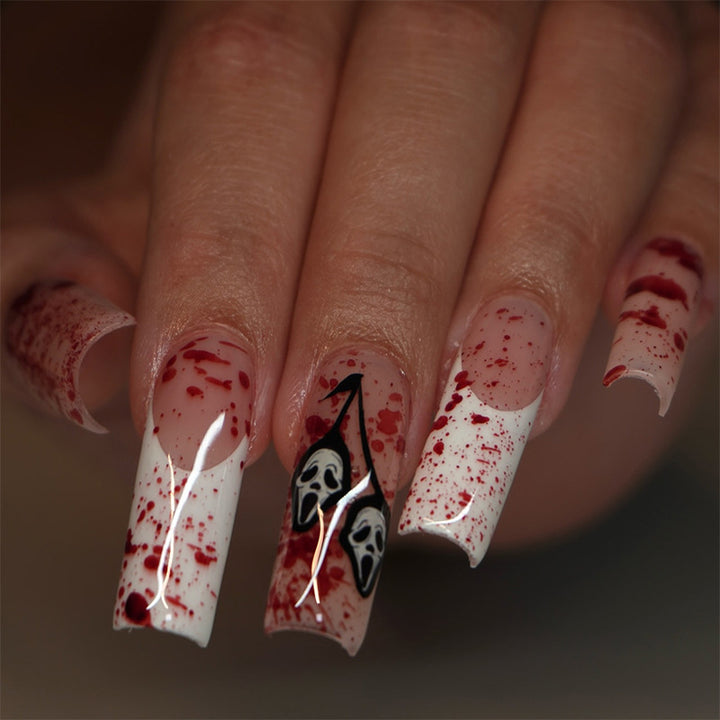 Acrylic Nail Set with Creative Bloody Splatter Design Kalsten