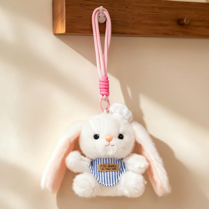 Plush Calico Cat Strawberry Mini Bag Charm Keychain with Soft Rope Loop & Metal Clip Kalsten