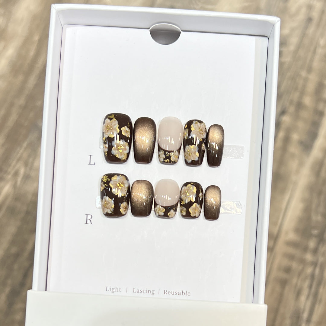 Decorative Floral Stiletto Press-On Nail Set Kalsten