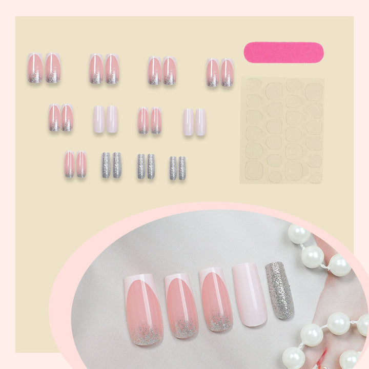 Elegant Press-On Nail Set with Glittering Tips Kalsten