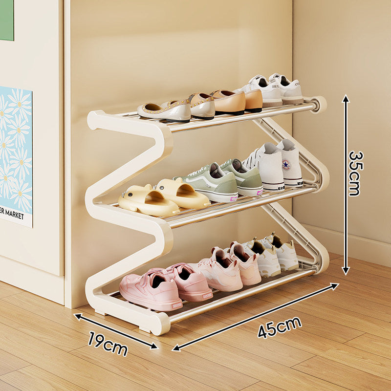 Compact Zigzag Multi-Tier Vertical Shoe Storage Rack