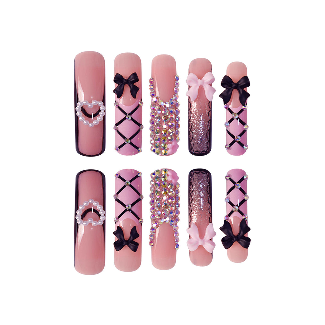 Luxury Nail Art Set with Rhinestone and Bow Accents Kalsten