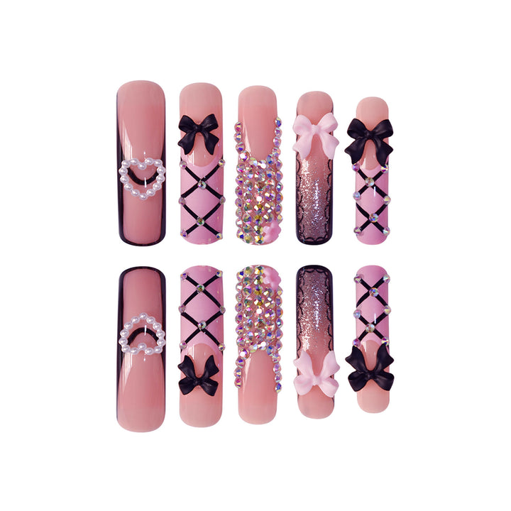 Luxury Nail Art Set with Rhinestone and Bow Accents Kalsten