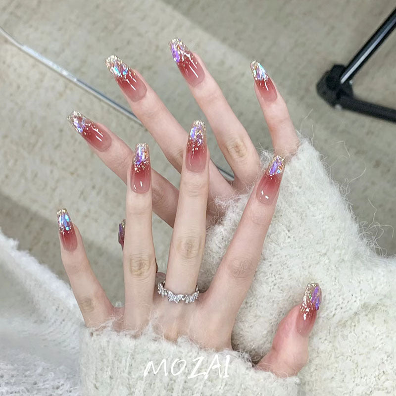 Decorative Acrylic Press-On Nail Set with Glitter and Ombré Finish Kalsten