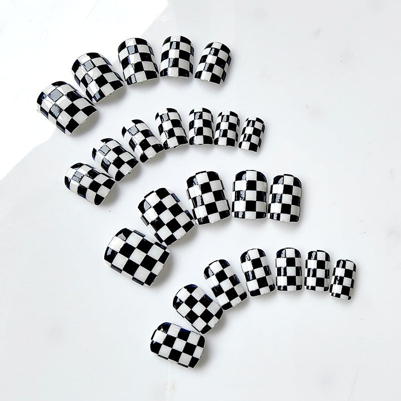 Artificial nails in modern chessboard design Kalsten