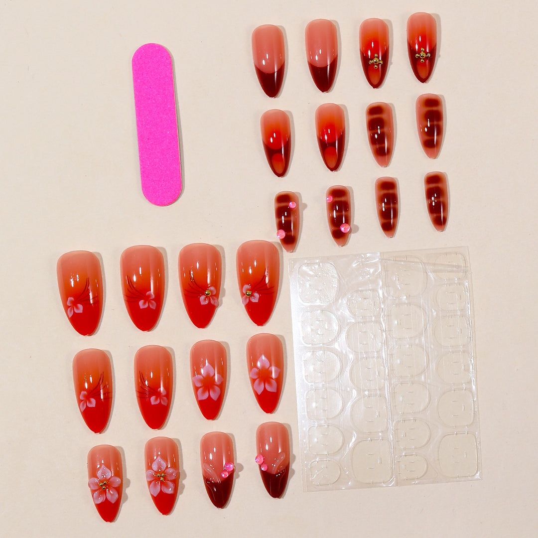 Artistic Flower-Accent Stiletto Nail Art Extensions Kalsten