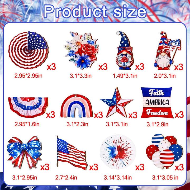 Independence Day patriotic wooden hanging ornament assortment for home and party Kalsten