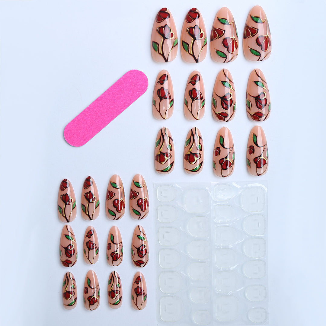 Artificial nails with floral decorations Kalsten