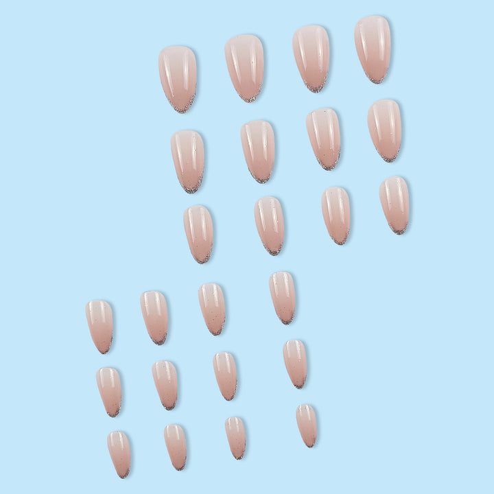 Elegant Glittered Almond-Shaped Press-On Nail Tips Kalsten