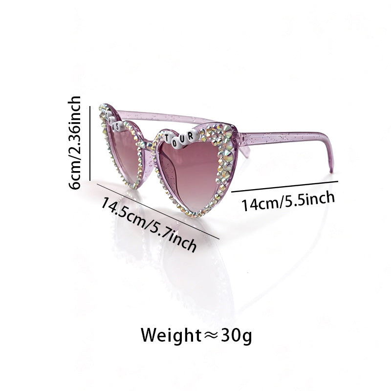 Decorative Rhinestone-Embellished Heart Sunglasses Kalsten