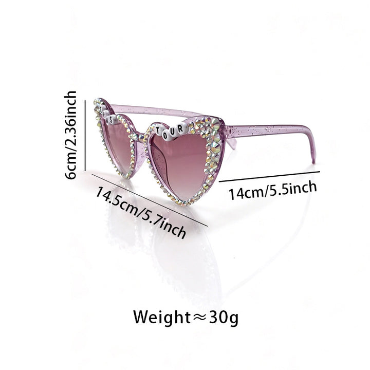 Decorative Rhinestone-Embellished Heart Sunglasses Kalsten