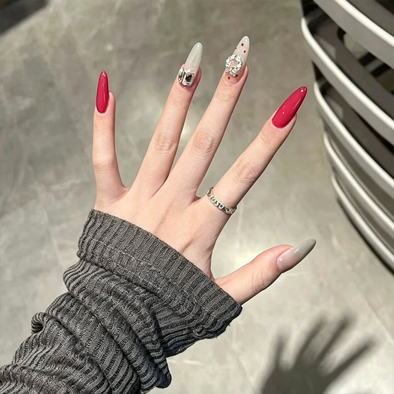 Artificial nail set with sparkling crystal accents and elegant color gradients Kalsten