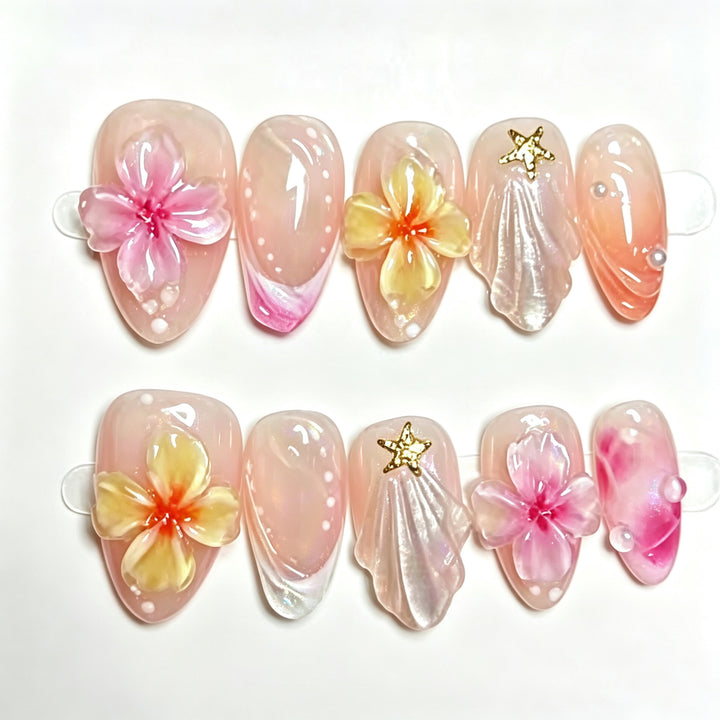 Floral-Inspired 3D Press-On Nail Set