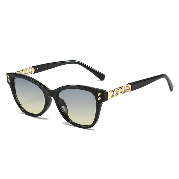 Ladies fashionable cat-eye sunglasses with luxurious chain accents Kalsten