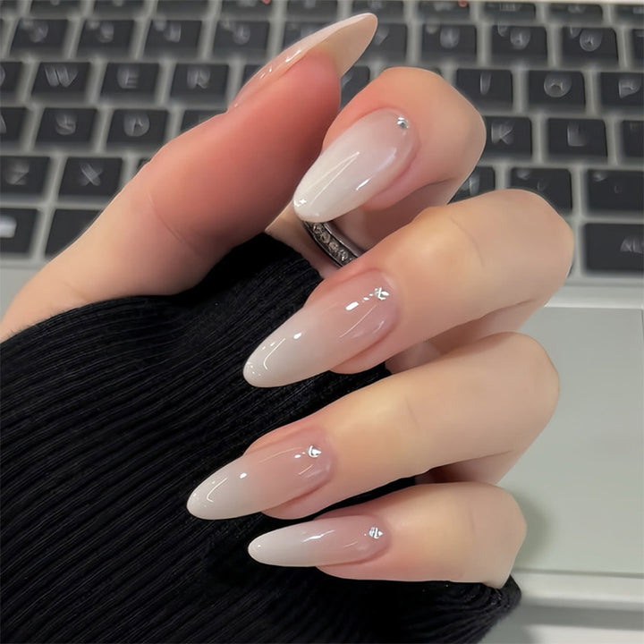 Glossy Press-On Nail Set with Gem Accents Kalsten