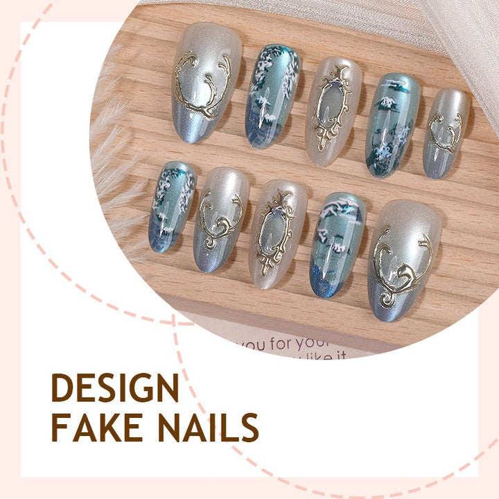 Nail art set with luxurious patterns and elegant embellishments Kalsten
