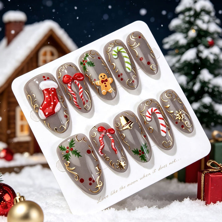 Holiday-Themed Decorative Press-On Nails