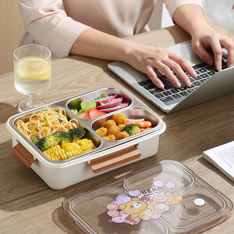 Bear-Themed Multi-Compartment Bento Lunch Box