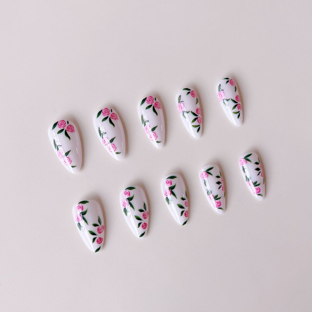Artificial nail set with romantic rose designs Kalsten