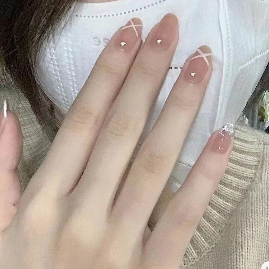 Elegant Crystal-Accented Press-On Nails