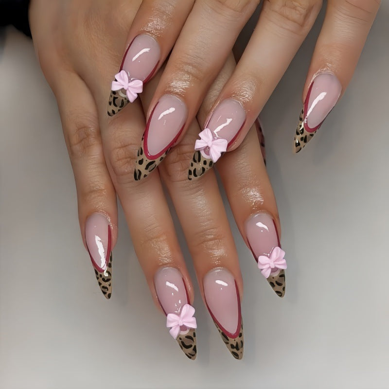 Artistic Stiletto Press-On Nails with Bow Accents Kalsten