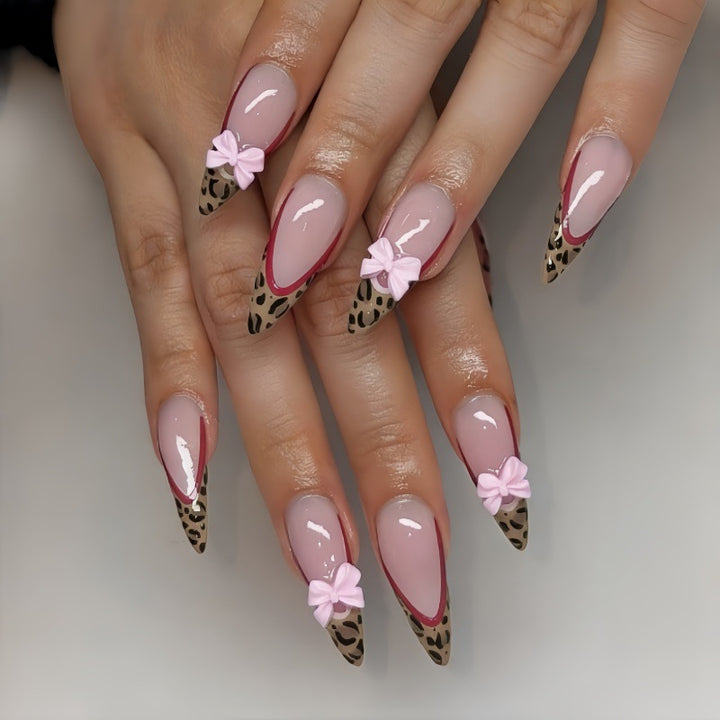 Artistic Stiletto Press-On Nails with Bow Accents Kalsten